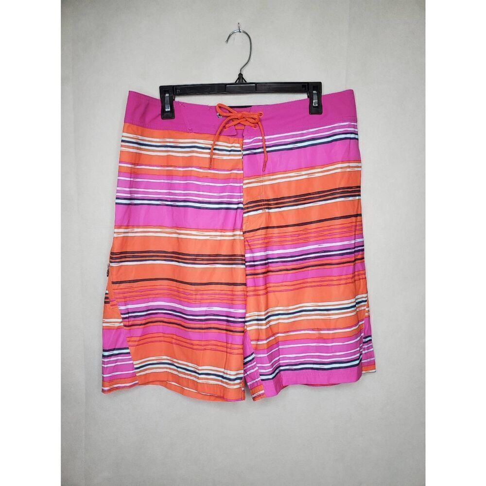 Under Armour Men's Striped Loose Fit Heat Gear Boardshorts Swim Surf Bold Orange